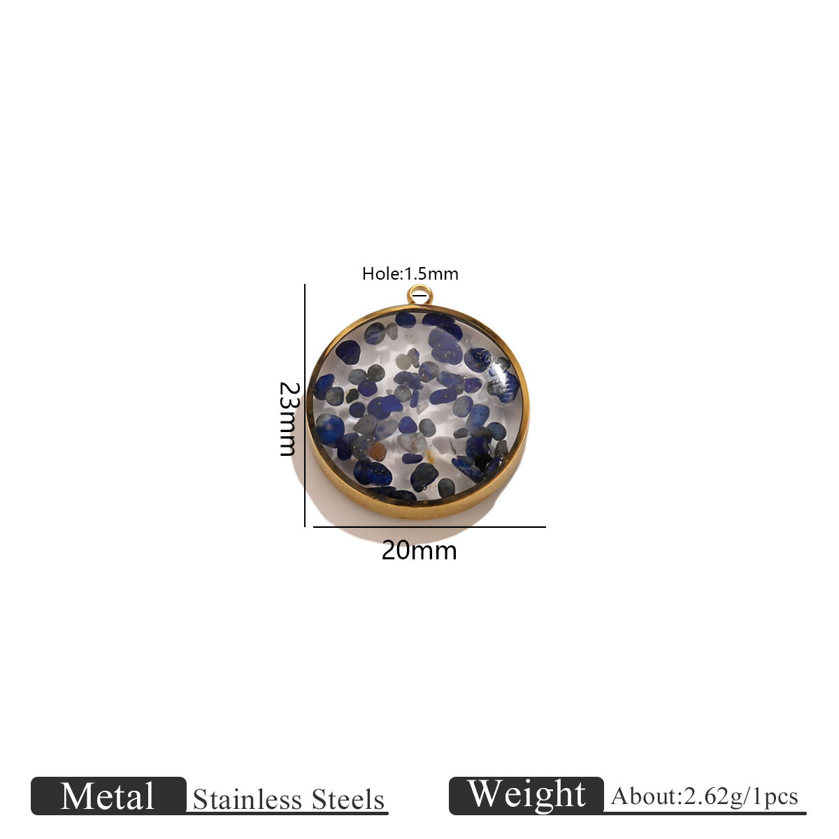 Epoxy Crushed Stone Pendant Charms