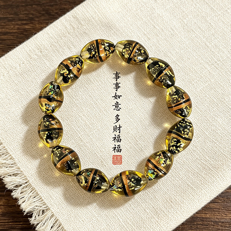 Two-Tone Waist Drum Glass Bracelets