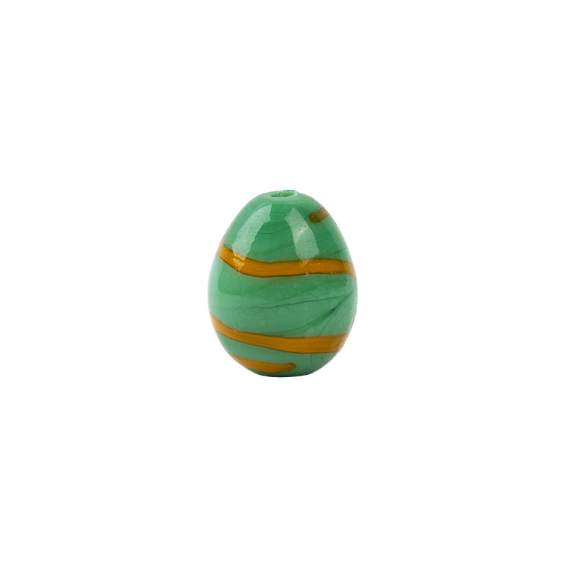 Colorful Dinosaur Egg Oval Glazed Beads