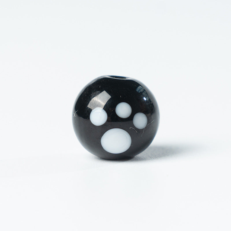 Cute Cat Paw Glass Beads with Straight Holes