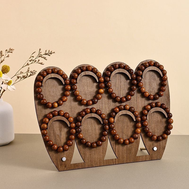 Vintage Walnut-Color Bracelet Display Stand – Wooden-Style Multi-Bracelet Jewelry Organizer for Craft Fairs, Market Stalls & Retail Displays