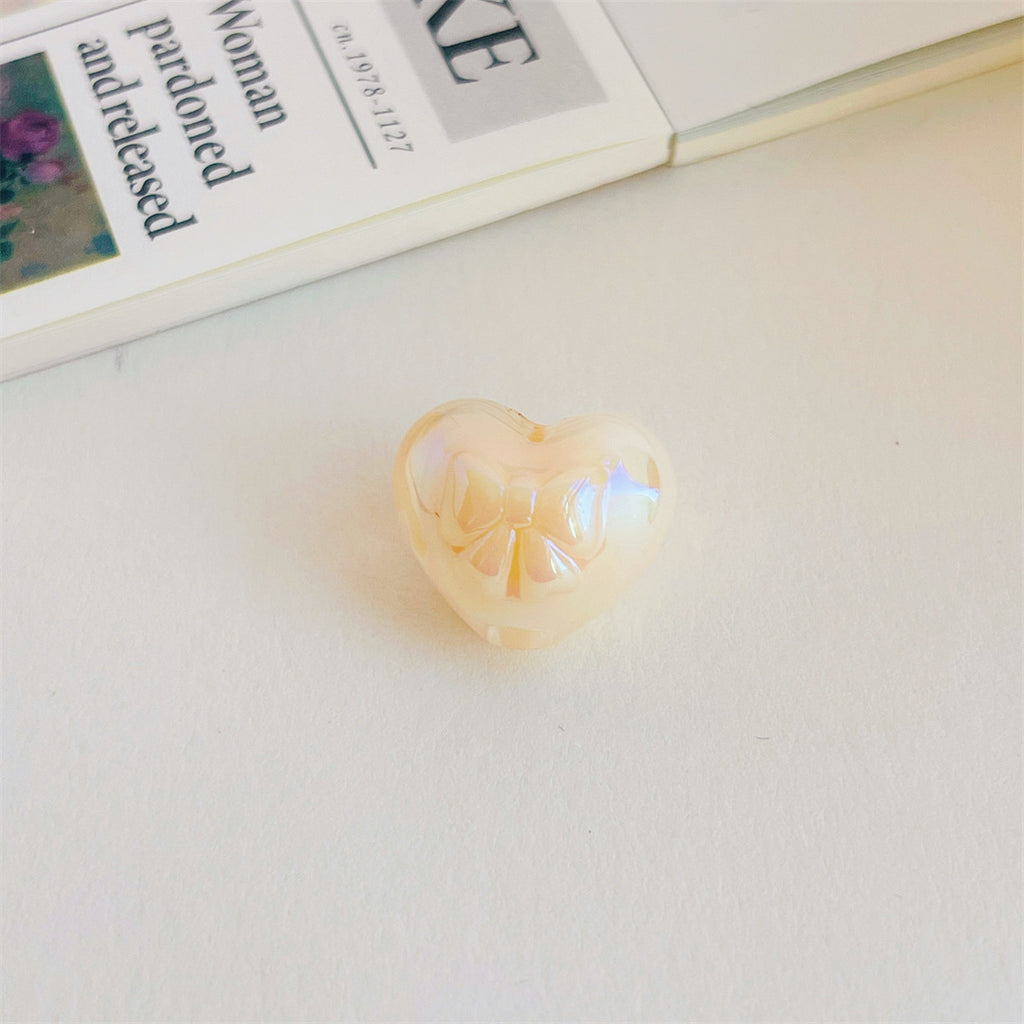 Two-Tone Acrylic Bow & Heart Beads – Colorful Cute Shape Beads for DIY Phone Charms, Bracelets, Hair Accessories & Jewelry Making