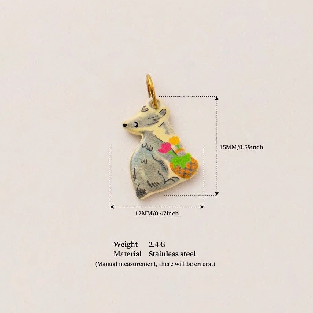 Colorful Stainless Steel Animal Pendant Charms