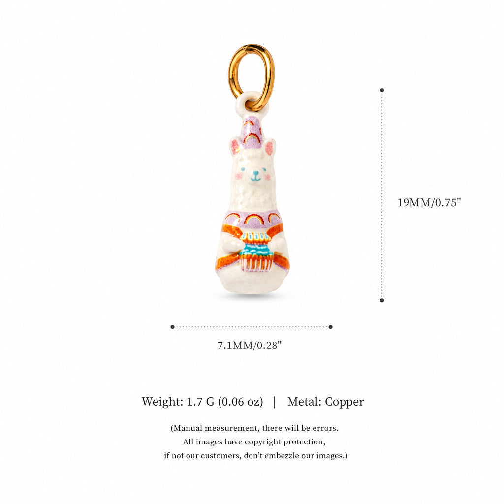 Gold-Tone Enamel Cartoon Animal Pendant Charms
