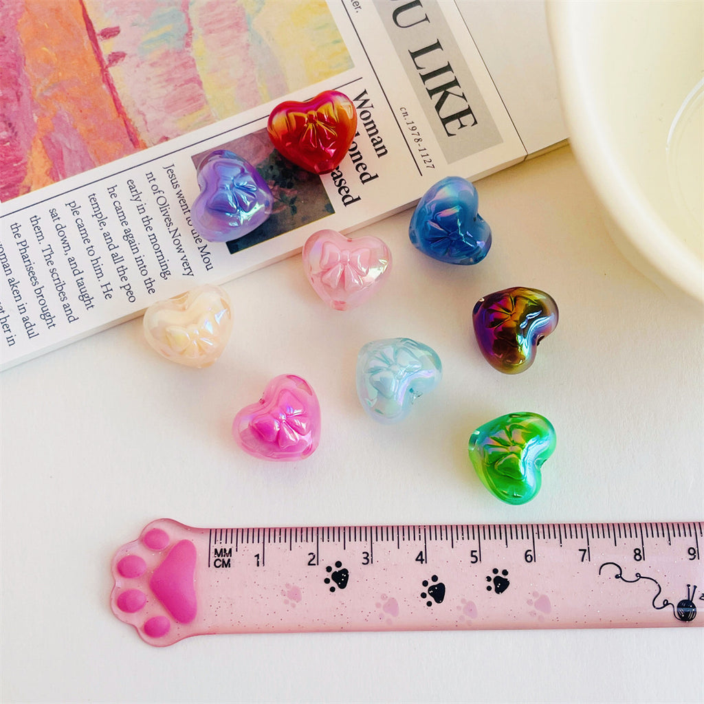 Two-Tone Acrylic Bow & Heart Beads – Colorful Cute Shape Beads for DIY Phone Charms, Bracelets, Hair Accessories & Jewelry Making