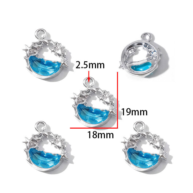 Blue Glass Inlay Jellyfish Charms – Ocean-Inspired Alloy Jellyfish Pendants for DIY Bracelets, Necklaces & Jewelry Making