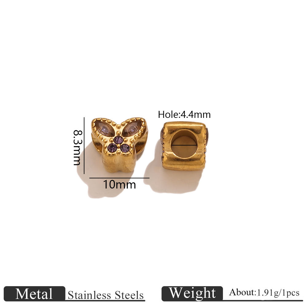 18K Gold-Plated Stainless Steel Butterfly Large-Hole Beads – 4.4mm Hole 5pcs