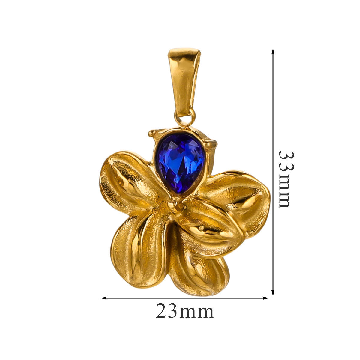 Vintage Stainless Steel Crystal Flower Pendant 2pcs