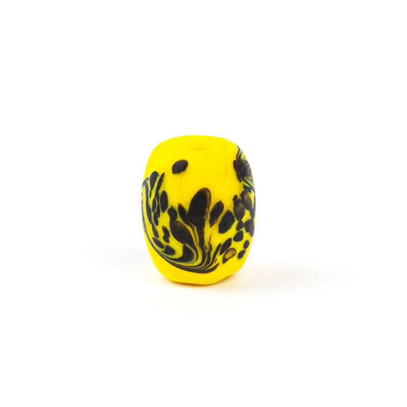 Hand-Painted Phoenix Tail Glazed Barrel Beads