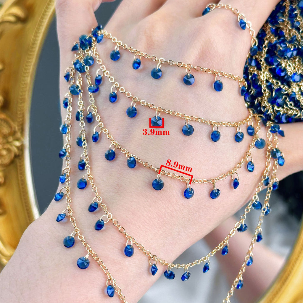 Blue Zircon Fringe Decorative Chain – 10 Meters