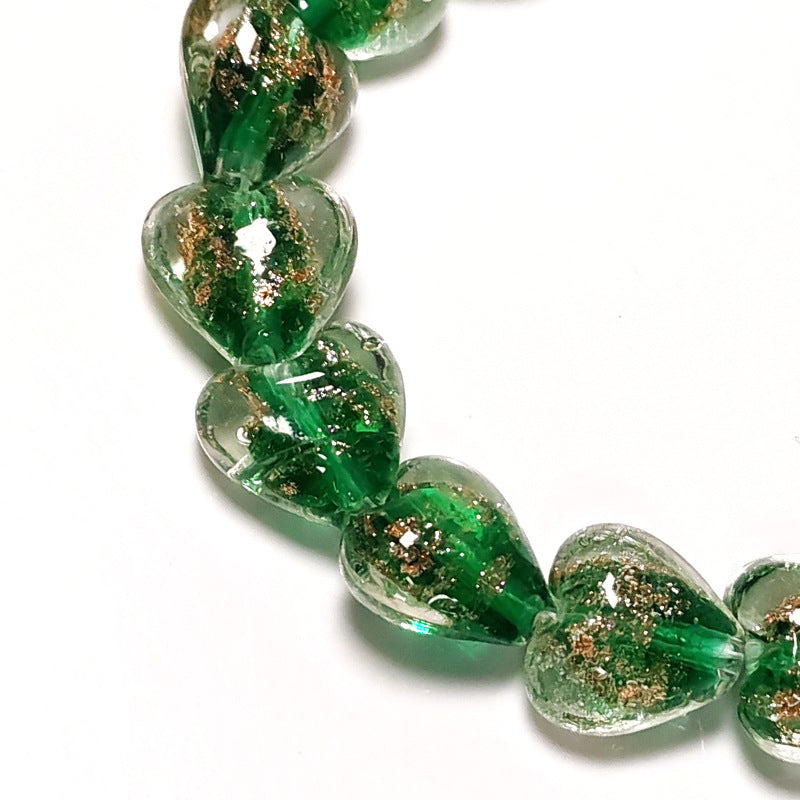 Gold Sand Heart Glazed Beads