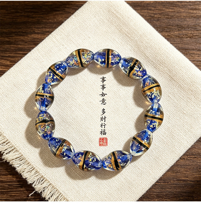 Two-Tone Waist Drum Glass Bracelets