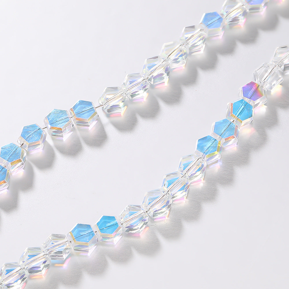 8mm Colorful Hexagonal Glazed Glass Beads – Faceted Geometric Beads for DIY Bracelets, Necklaces & Jewelry Making