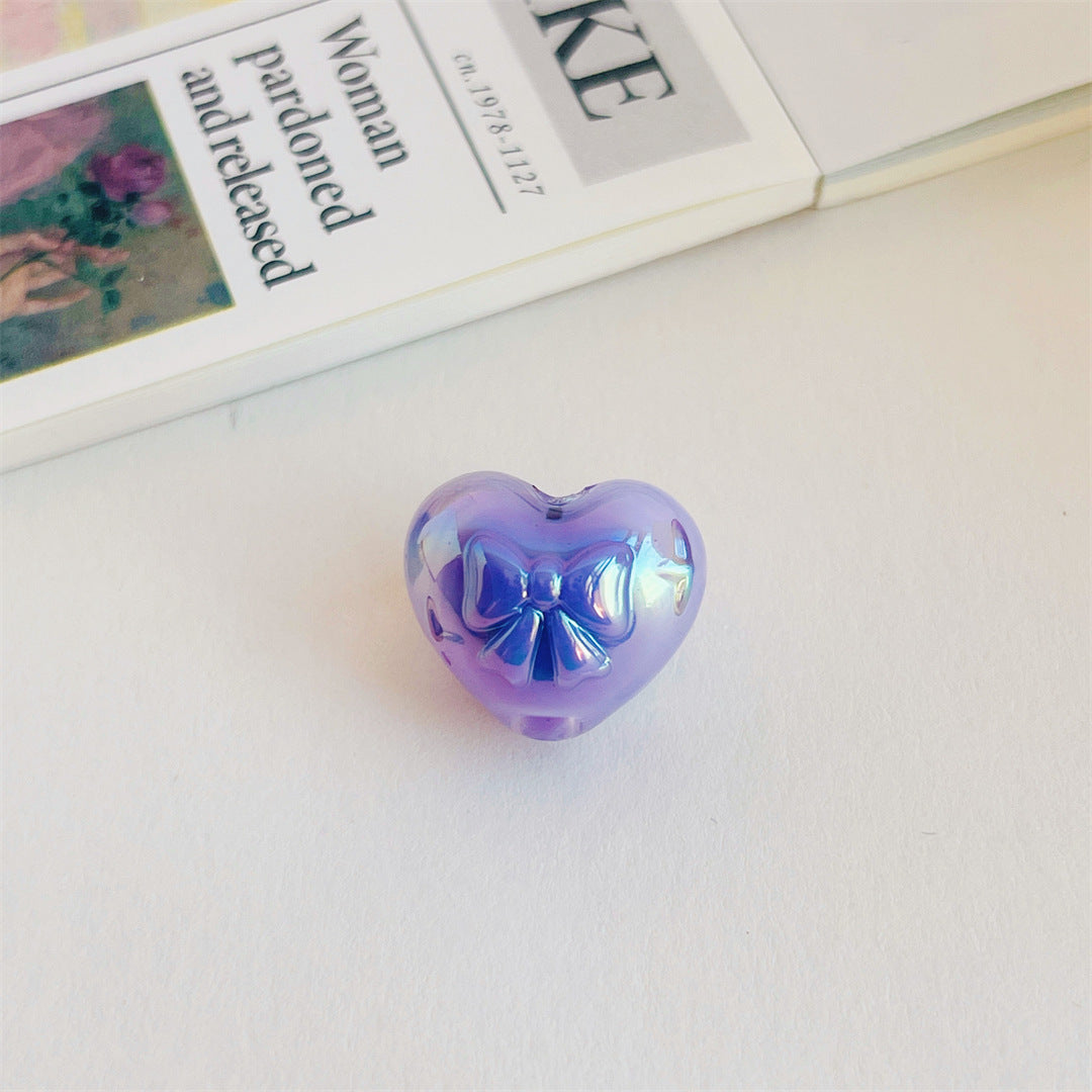 Two-Tone Acrylic Bow & Heart Beads – Colorful Cute Shape Beads for DIY Phone Charms, Bracelets, Hair Accessories & Jewelry Making