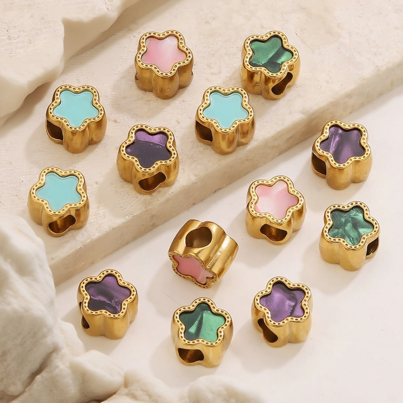 Stainless Steel Colorful Enamel Star Spacer Beads for DIY Jewelry 5pcs