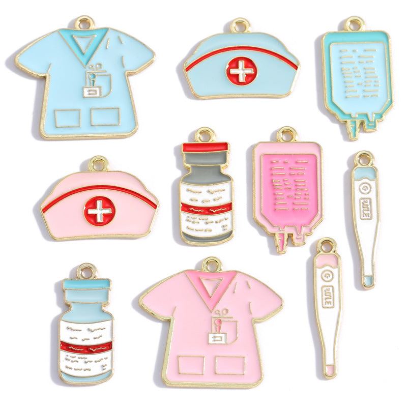 Nurse Hat & Medical Tool Alloy Charms – Colorful Healthcare-Themed Pendants for DIY Bracelets, Keychains & Jewelry Making