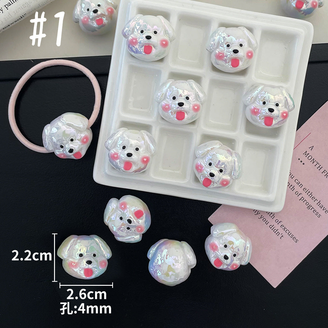 3D Cartoon Animal Acrylic Beads – UV-Finished Hand-Painted Style Straight-Hole Beads for DIY Phone Charms, Bracelets & Keychains