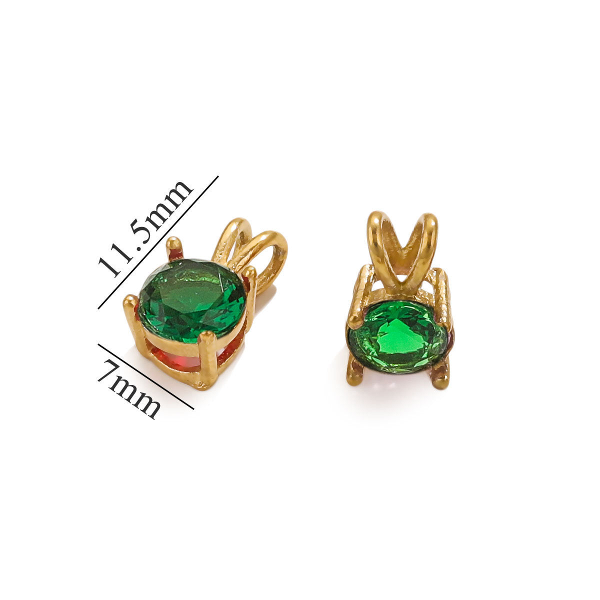 18K Gold-Plated Stainless Steel Round Birthstone Crystal Pendant Charms
