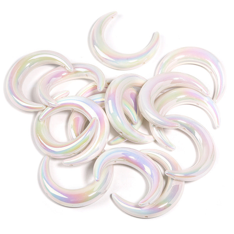 UV-Plated Acrylic Crescent Moon Beads