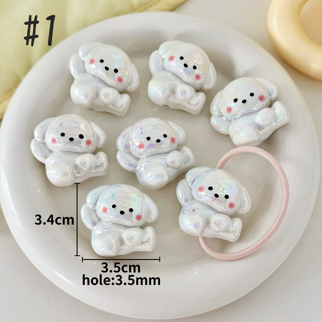 3D Cartoon Animal Acrylic Beads – UV-Finished Hand-Painted Style Straight-Hole Beads for DIY Phone Charms, Bracelets & Keychains