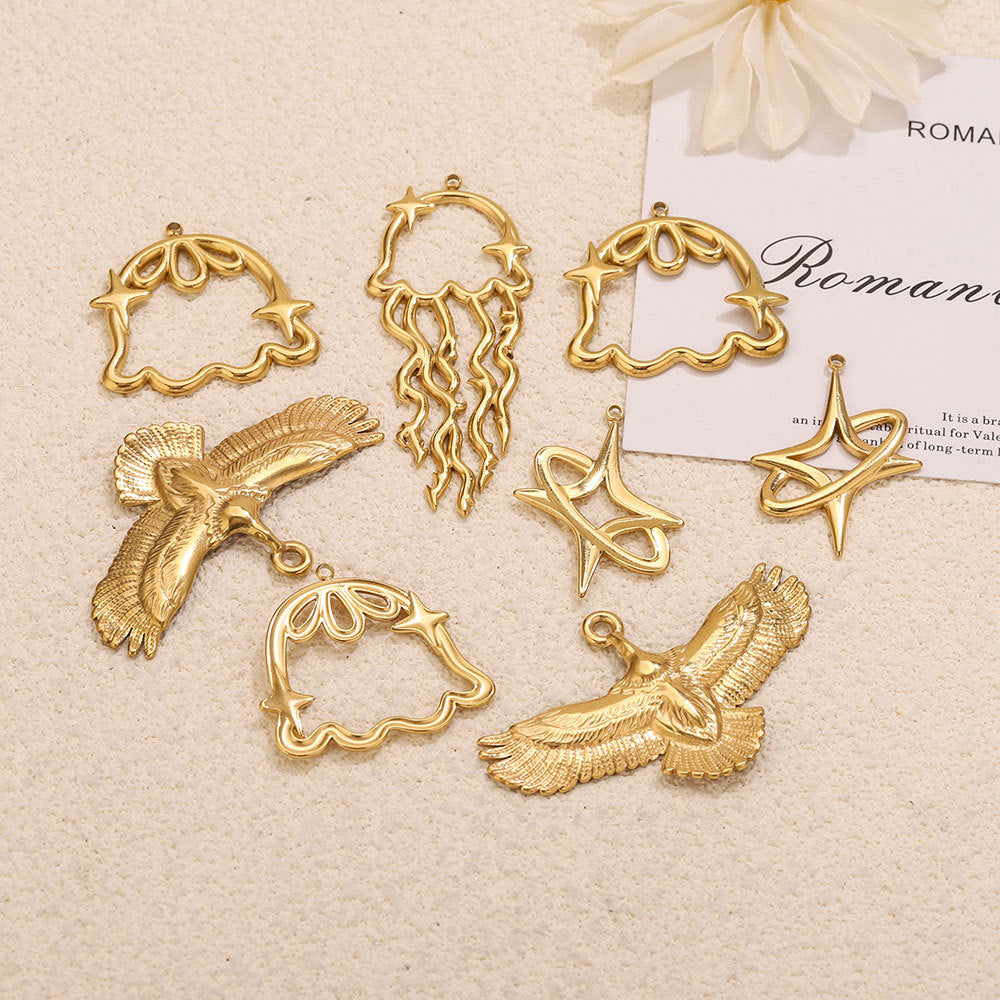Stainless Steel Star & Jellyfish Pendant Charms