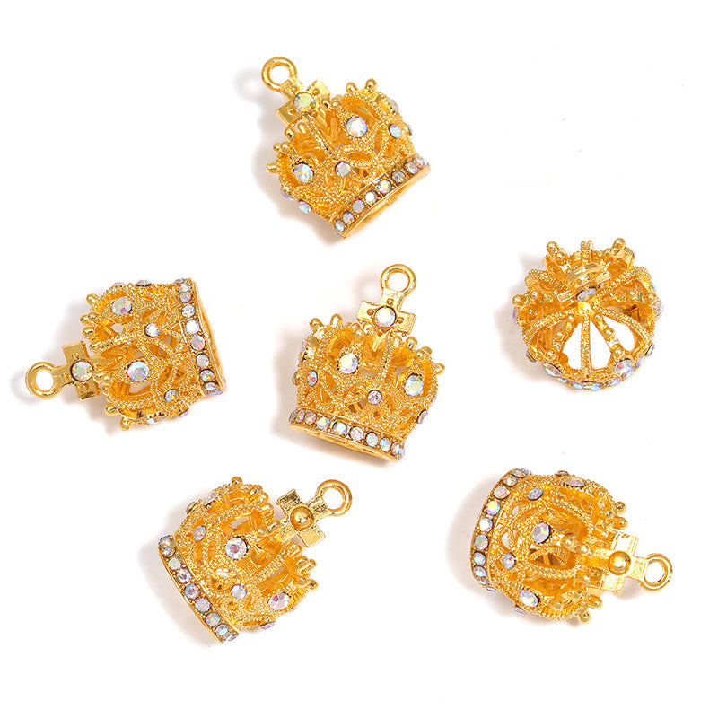 Zirconia-Inlaid Crown Charms – Sparkling Mini Crown Pendants for DIY Bracelets, Keychains, Bag Charms & Jewelry Making