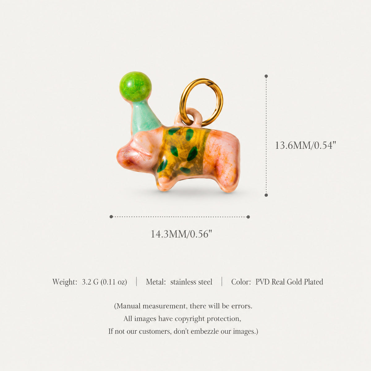 Colorful Stainless Steel Animal Pendant Charms