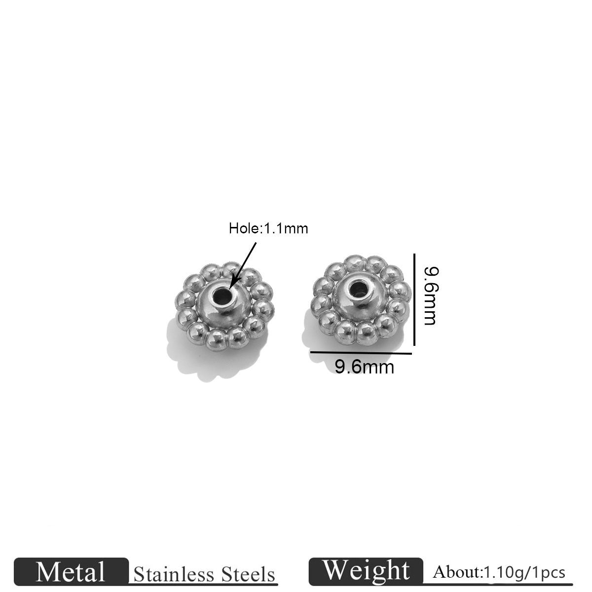 Ribbed Stainless Steel Spinning-Top Spacer Beads