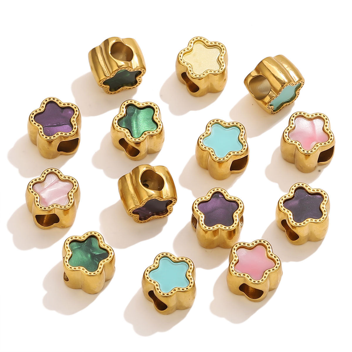 Stainless Steel Colorful Enamel Star Spacer Beads for DIY Jewelry 5pcs