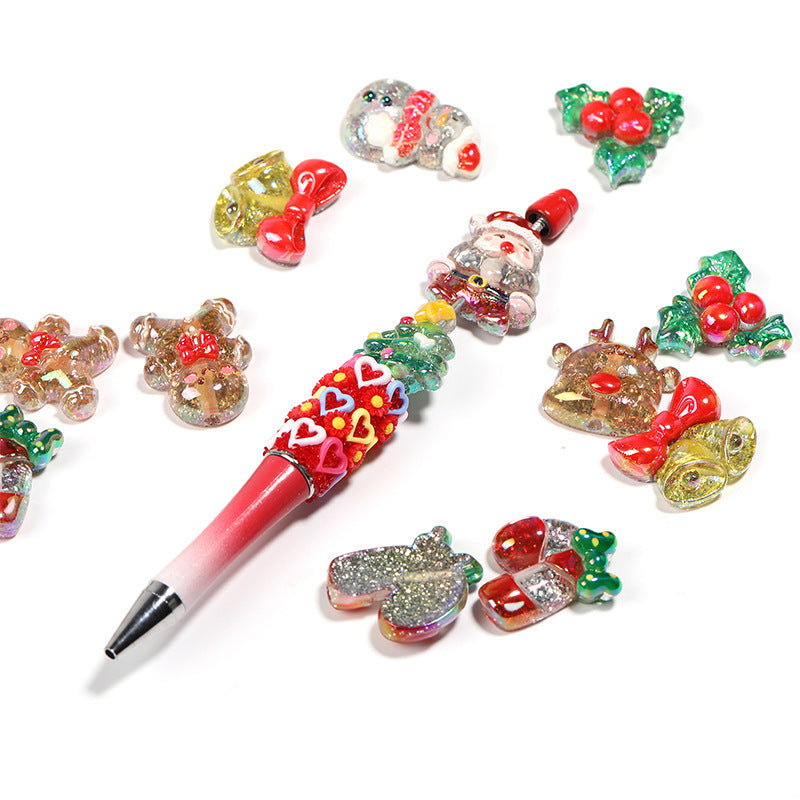 Christmas Resin Beads – Cute Santa Claus & Gingerbread Man Cartoon Beads for DIY Bracelets, Beadable Pens & Holiday Jewelry Making