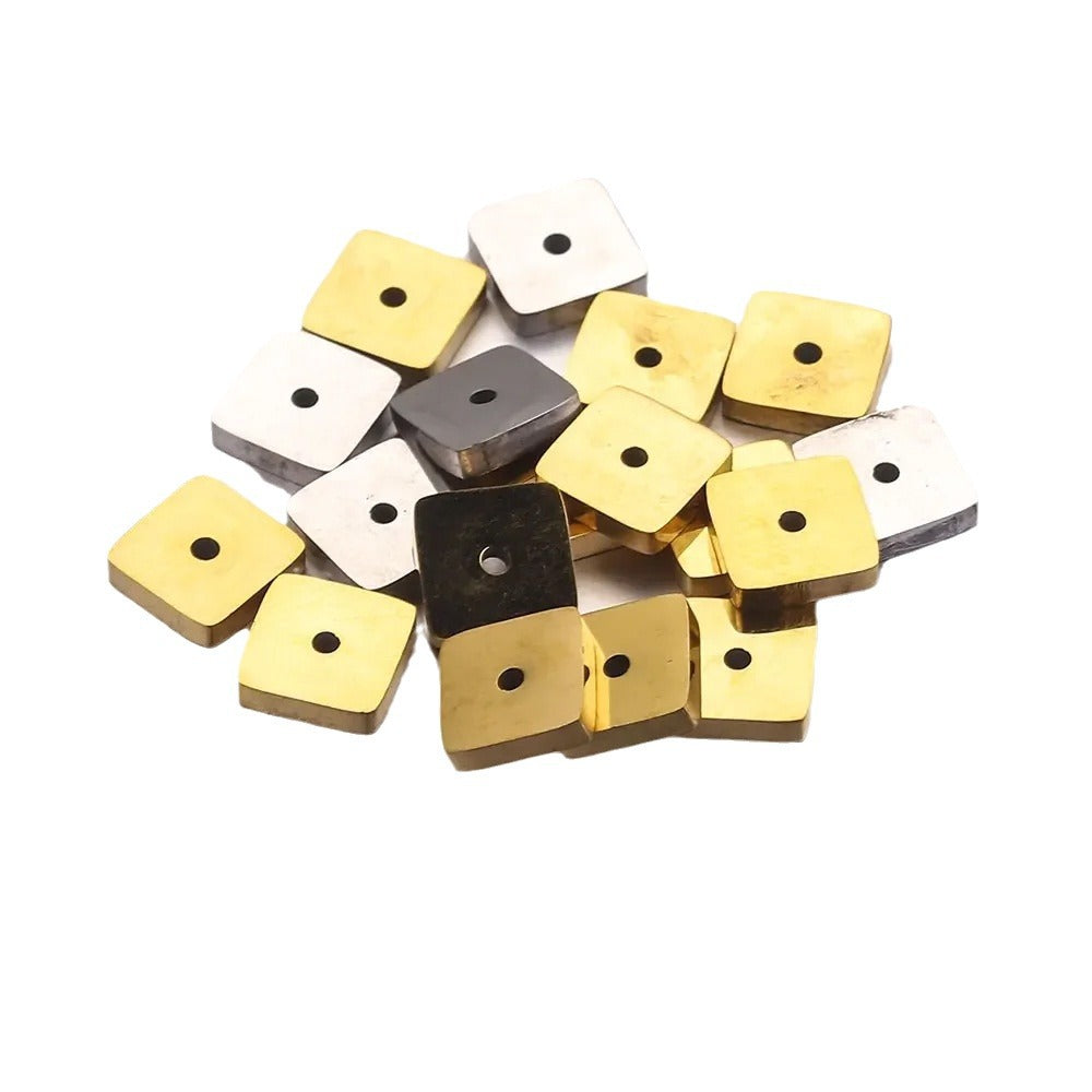 Polished Faceted Stainless Steel Square Spacer Beads for DIY Jewelry 10pcs