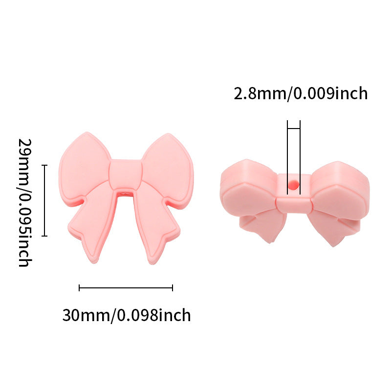 Cute Bow Silicone Beads – Soft Bow-Shaped Rubber Beads for DIY Beadable Pens, Hair Clips, Headbands & Craft Accessories