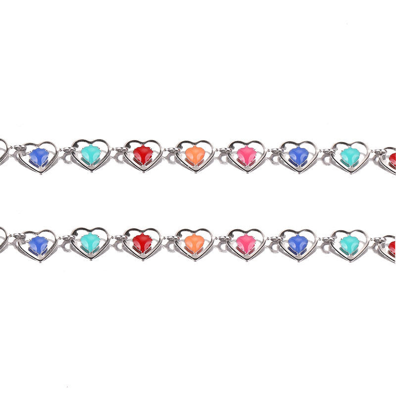 Stainless Steel Enamel Heart-Link Chain