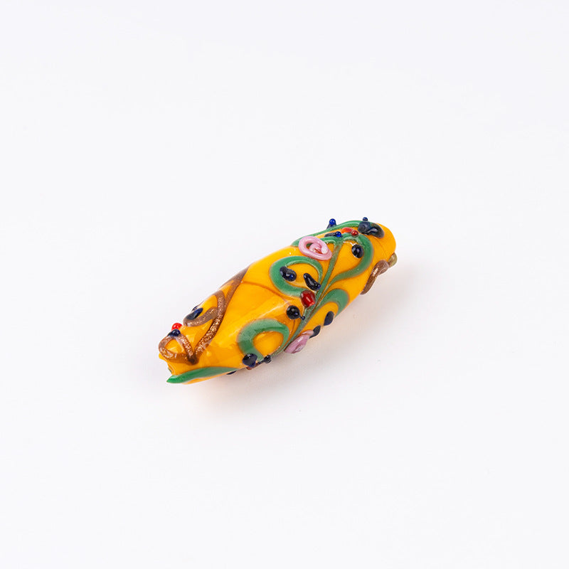 3D Silk-Pattern Glazed Waist Drum Beads