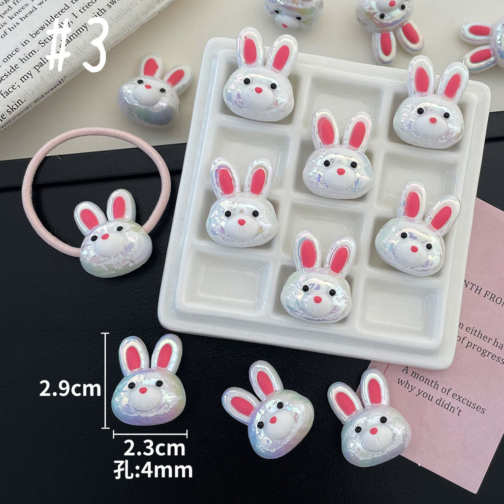 3D Cartoon Animal Acrylic Beads – UV-Finished Hand-Painted Style Straight-Hole Beads for DIY Phone Charms, Bracelets & Keychains