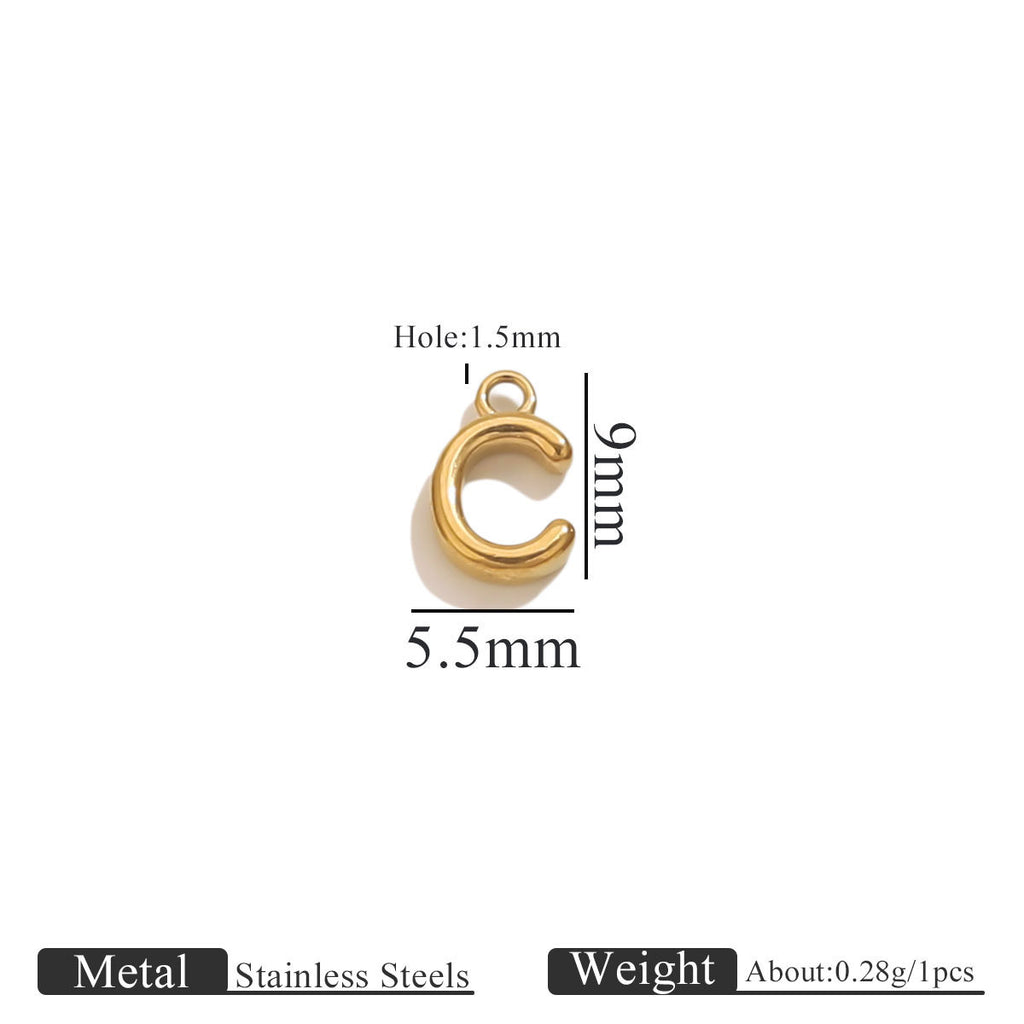 Mini A–Z Stainless Steel Round Letter Charms 10pcs