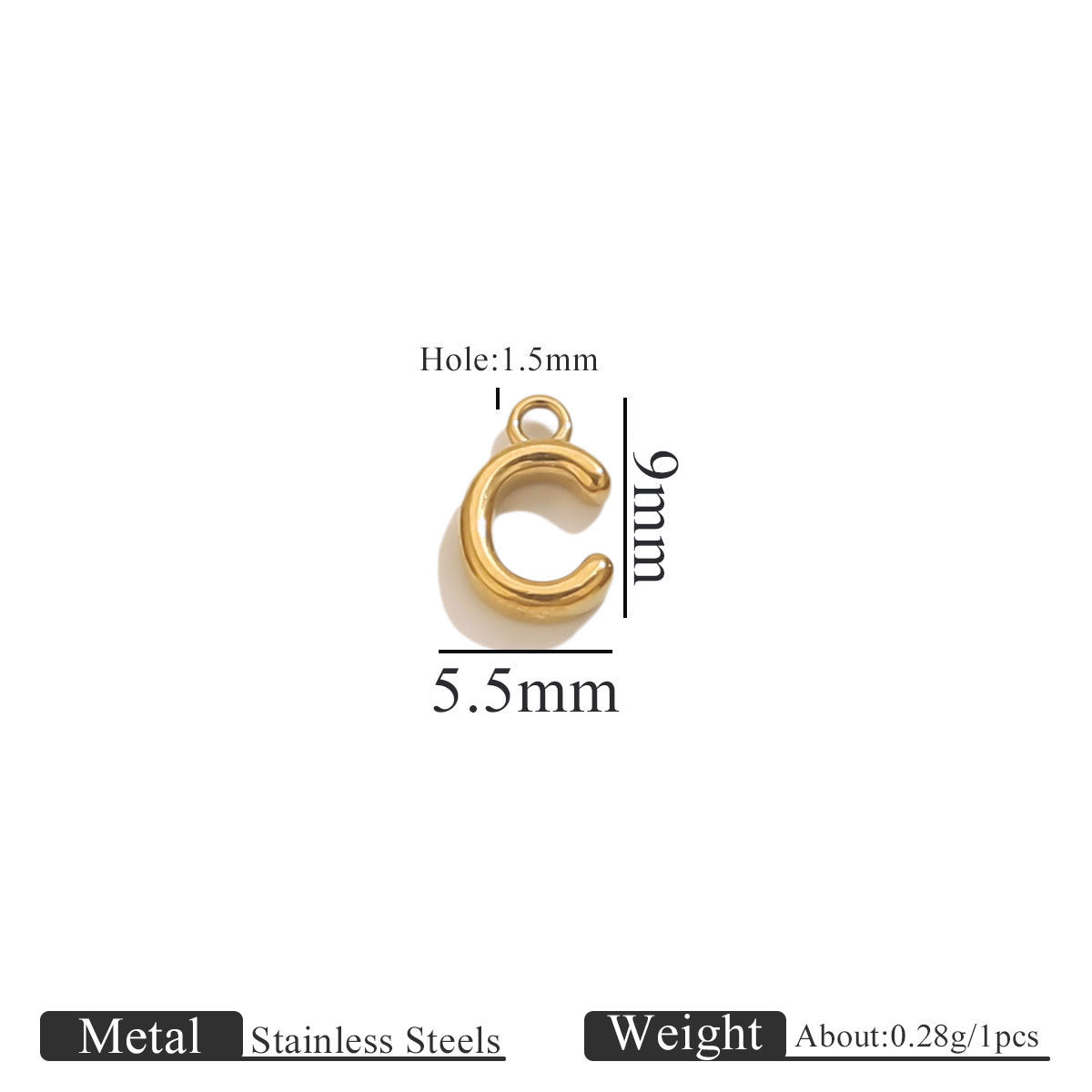 Mini A–Z Stainless Steel Round Letter Charms 10pcs