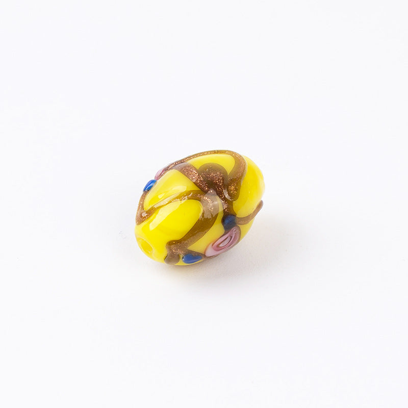 Gold Silk Rose Glazed Oval Beads