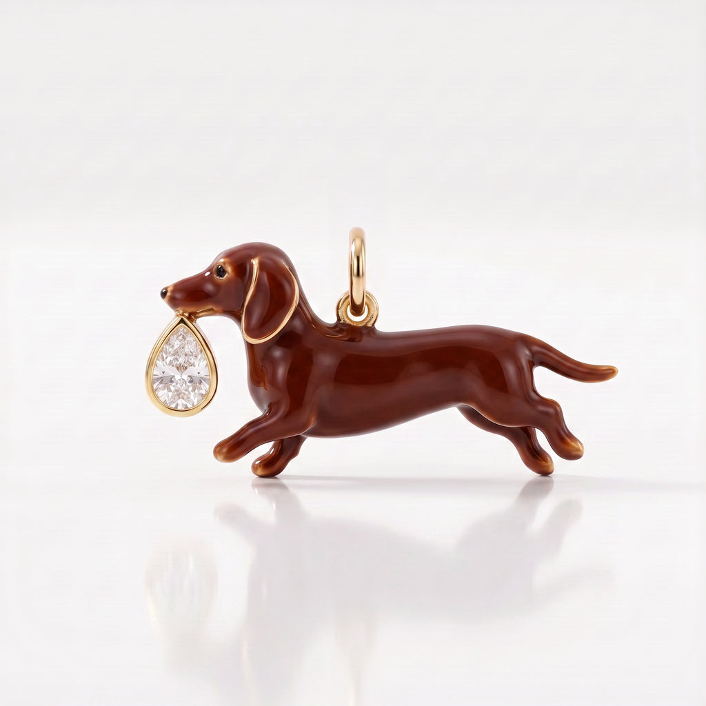 3D Puppy and Deer Crystal Pendant Charms