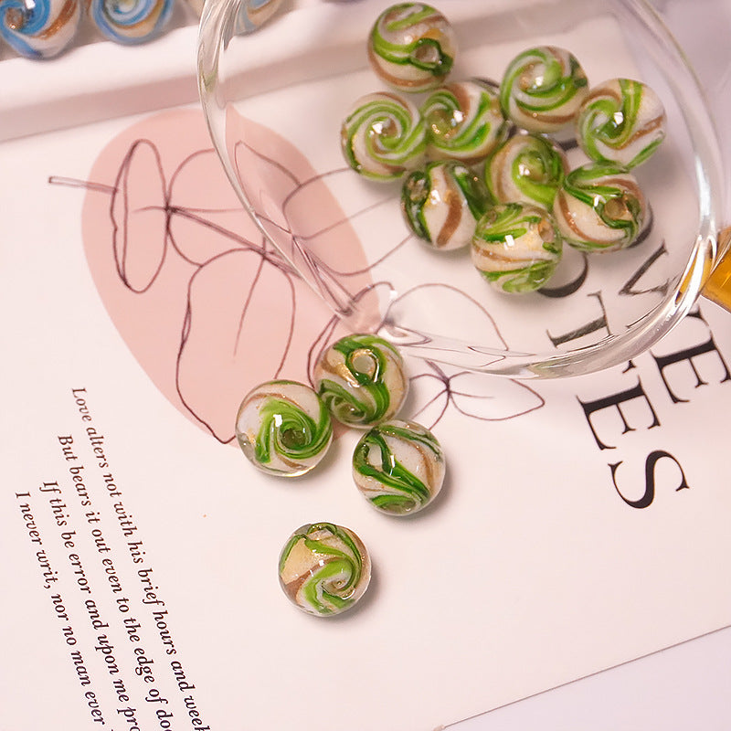 Japanese-Style Gold Sand Swirl Lampwork Beads