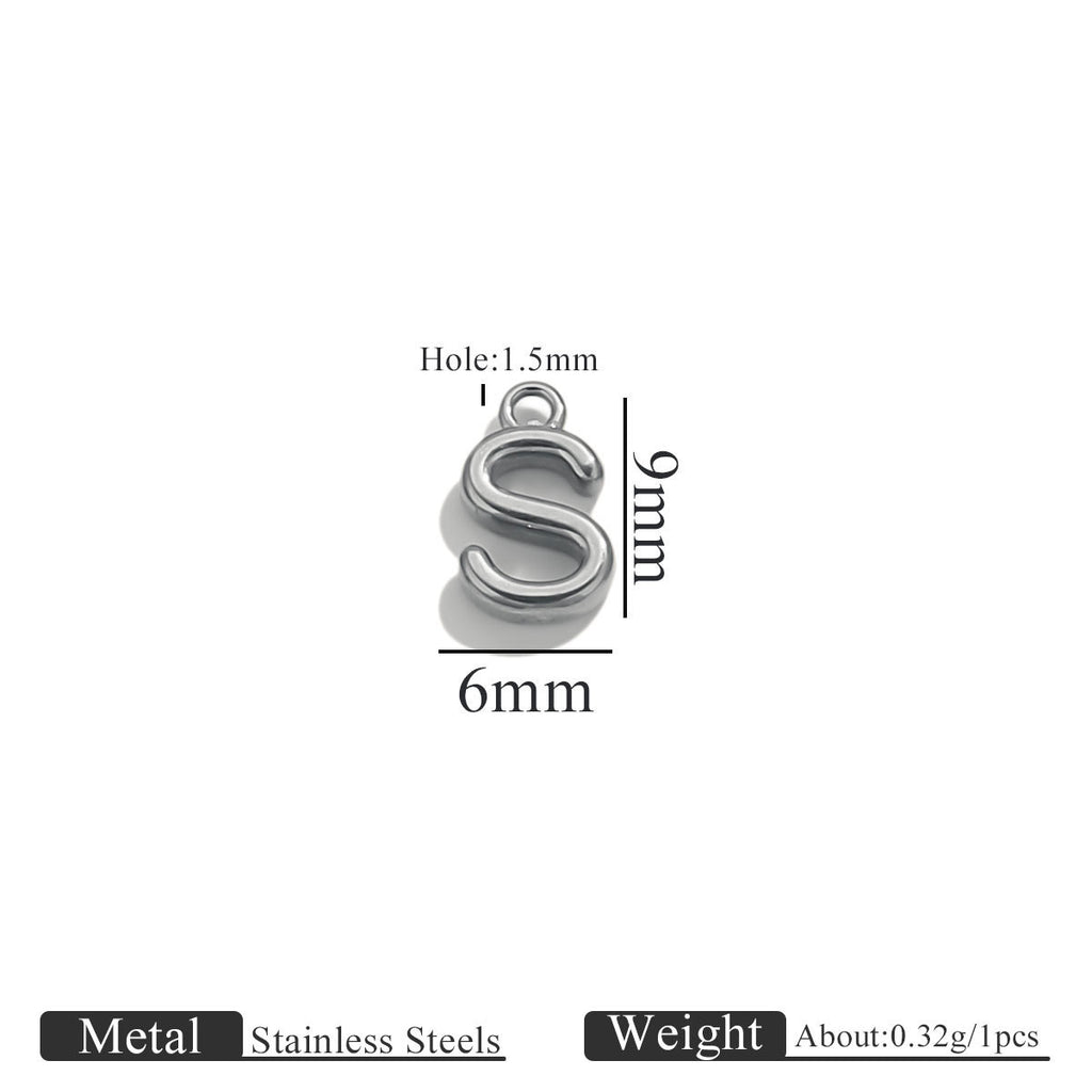 Mini A–Z Stainless Steel Round Letter Charms 10pcs