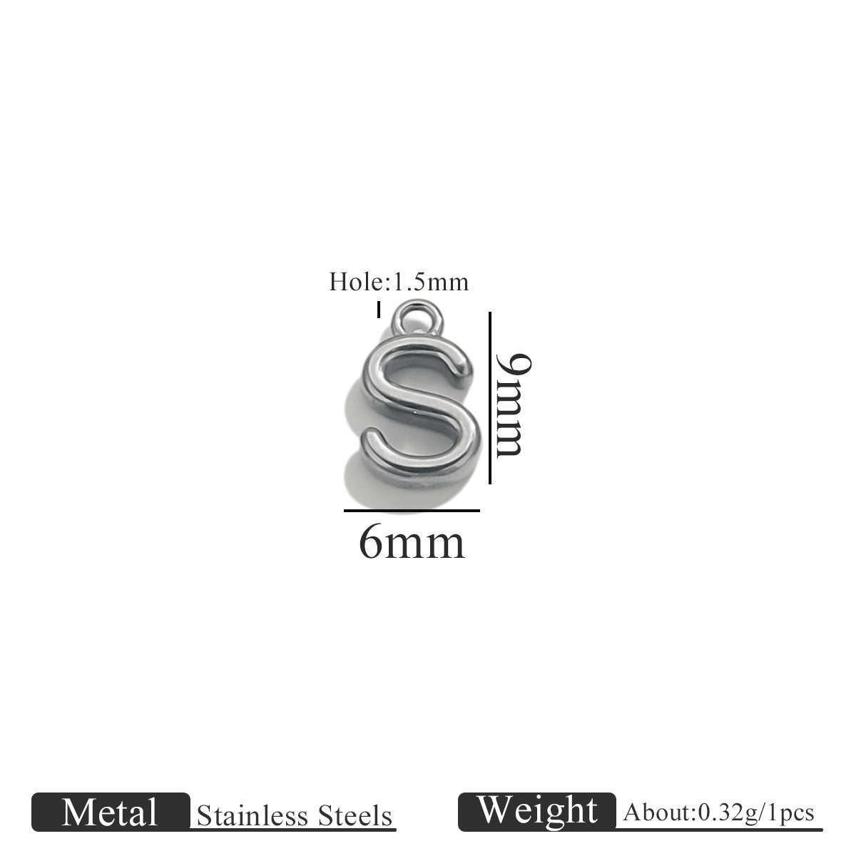 Mini A–Z Stainless Steel Round Letter Charms 10pcs