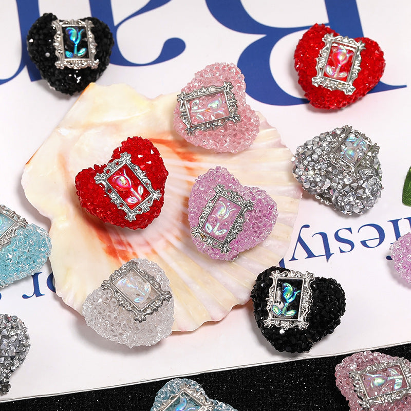 Rose Heart Rhinestone Ball Beads – Decorative Floral Accent Beads for DIY Bracelets, Beadable Pens & Jewelry Making