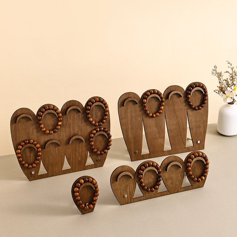 Vintage Walnut-Color Bracelet Display Stand – Wooden-Style Multi-Bracelet Jewelry Organizer for Craft Fairs, Market Stalls & Retail Displays