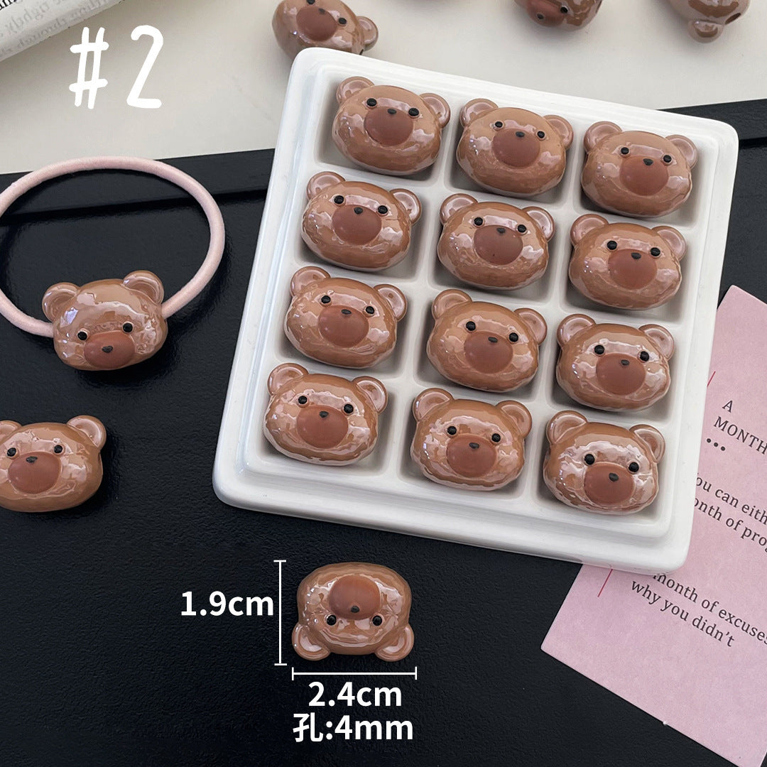 3D Cartoon Animal Acrylic Beads – UV-Finished Hand-Painted Style Straight-Hole Beads for DIY Phone Charms, Bracelets & Keychains