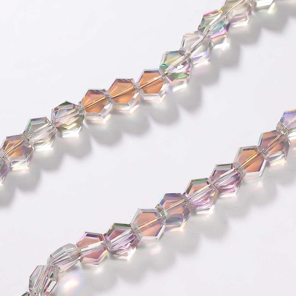 8mm Colorful Hexagonal Glazed Glass Beads – Faceted Geometric Beads for DIY Bracelets, Necklaces & Jewelry Making