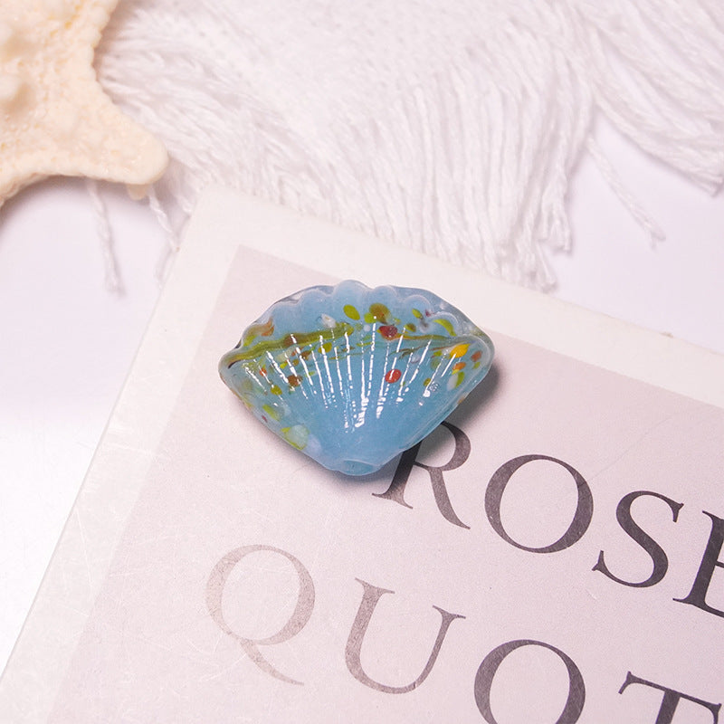 Gold Sand Scallop Shell Glazed Beads