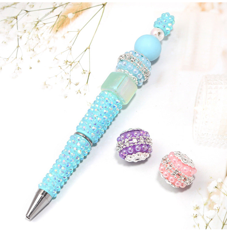 Pearl Rhinestone Ball Beads – Decorative Straight-Hole Pearl & Crystal-Style Beads for DIY Keychains, Phone Charms & Beadable Pens