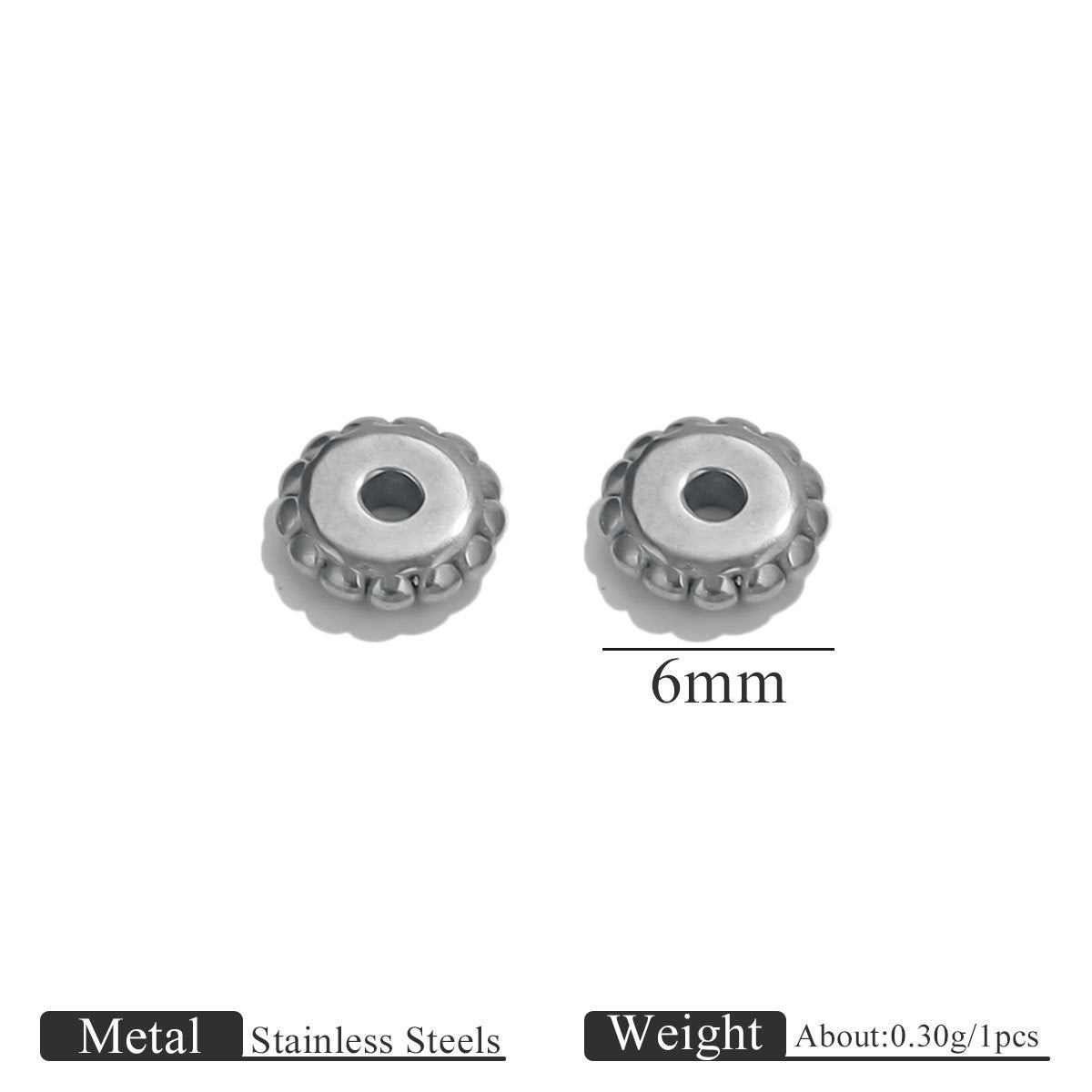 Dotted Gear Wheel Stainless Steel Spacer Beads