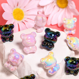 Colorful Acrylic Bear Beads – Plated Cartoon Teddy Bear Beads for DIY Phone Charms, Beadable Pens, Bracelets & Jewelry Making